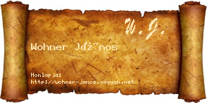 Wohner János névjegykártya